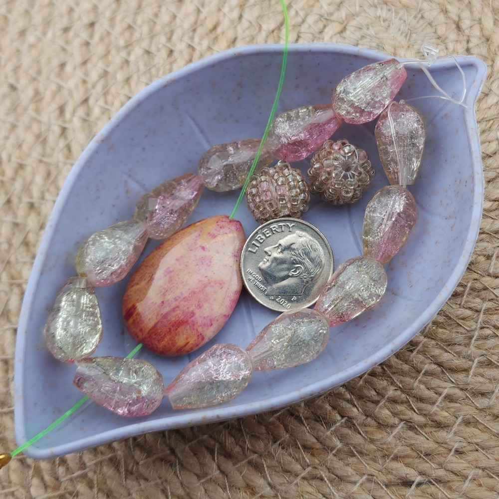 Crackle Glass‎ Beads & Stone Focal Bead